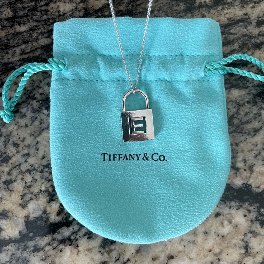 Tiffany & Co. Initial Padlock Charm Necklace in Silver